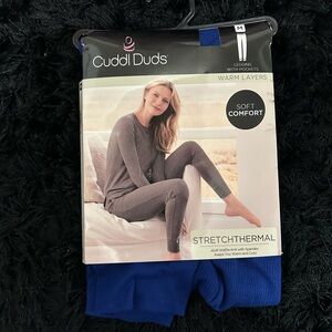 Cuddl Duds Gray and Blue Thermal Leggings